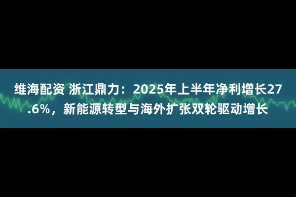 维海配资 浙江鼎力：2025年上半年净利增长27.6%，新能源转型与海外扩张双轮驱动增长